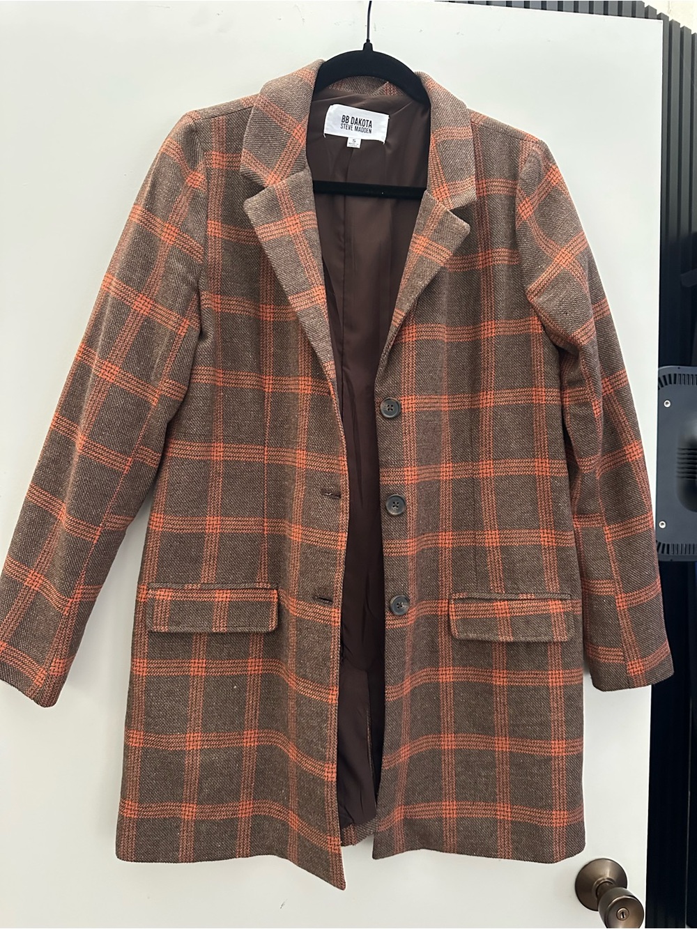 ✨BB Dakota by Steve Madden Plaid Long Blazer Coat NEW– Size S✨